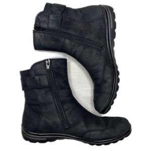 Hartjes XS Boots Suede Nubuck Zip Rubber Sole Winter Womens Size 8 US Black